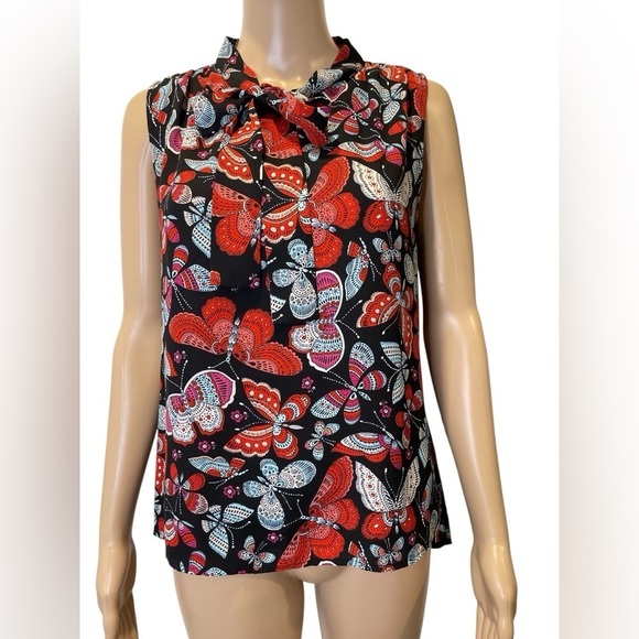 Tommy Hilfiger Tops - Tommy Hilfiger Butterfly Neck Tie Tank Sleeveless Top - Black and Red